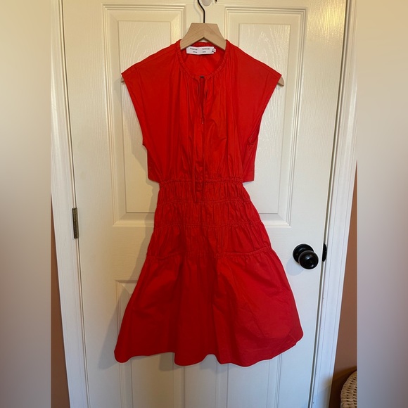 Proenza Schouler White Label Cotton Poplin Midi Dress in Poppy Size XXS - Picture 3 of 12